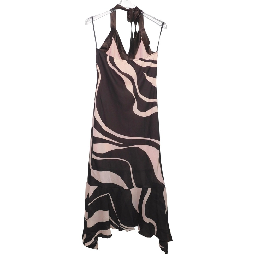 Vintage Forever 21 Abstract Swirl Halter Handkerchief Hem Midi Dress Large - Picture 2 of 5